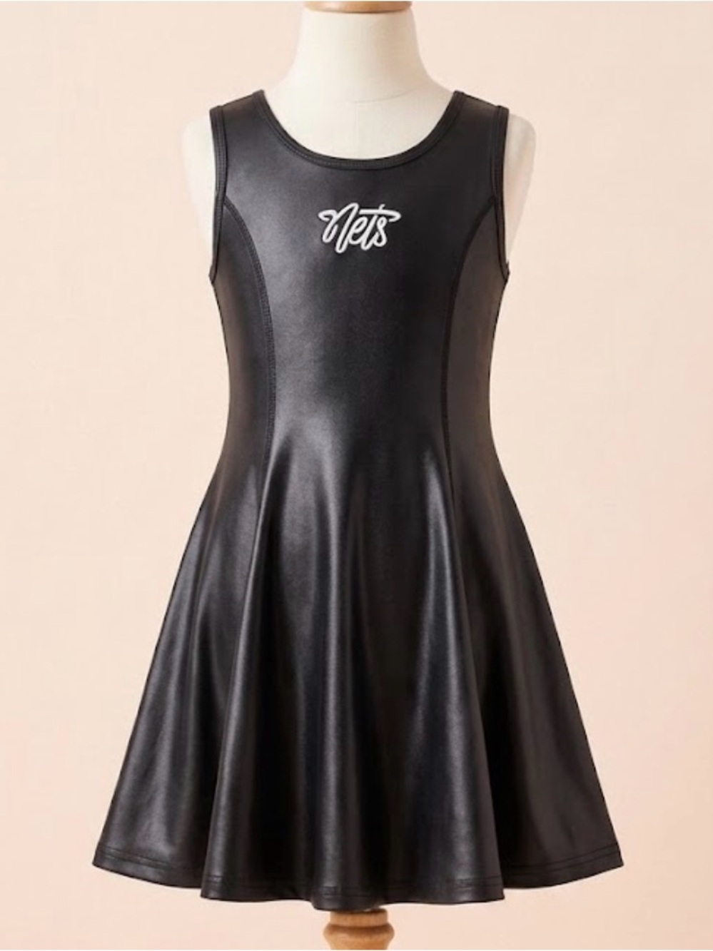 Terez x NBA Brooklyn Nets Black Metallic Skater Twirl Dress Size 7/8
